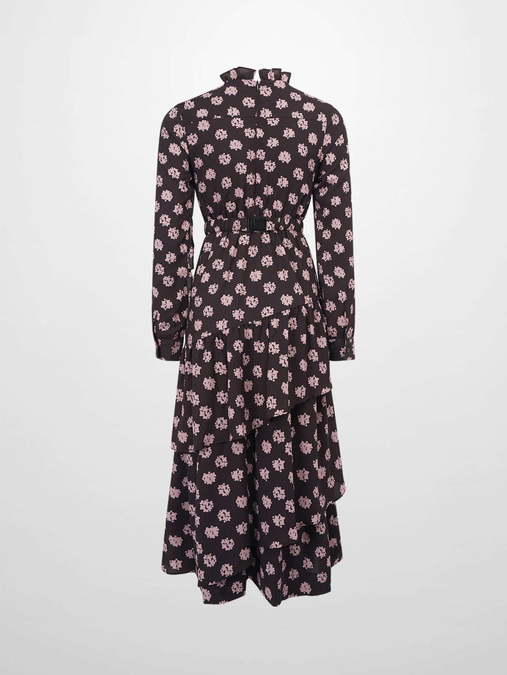 Layered Belted Dress - Brown and Pink - Addy Avenue