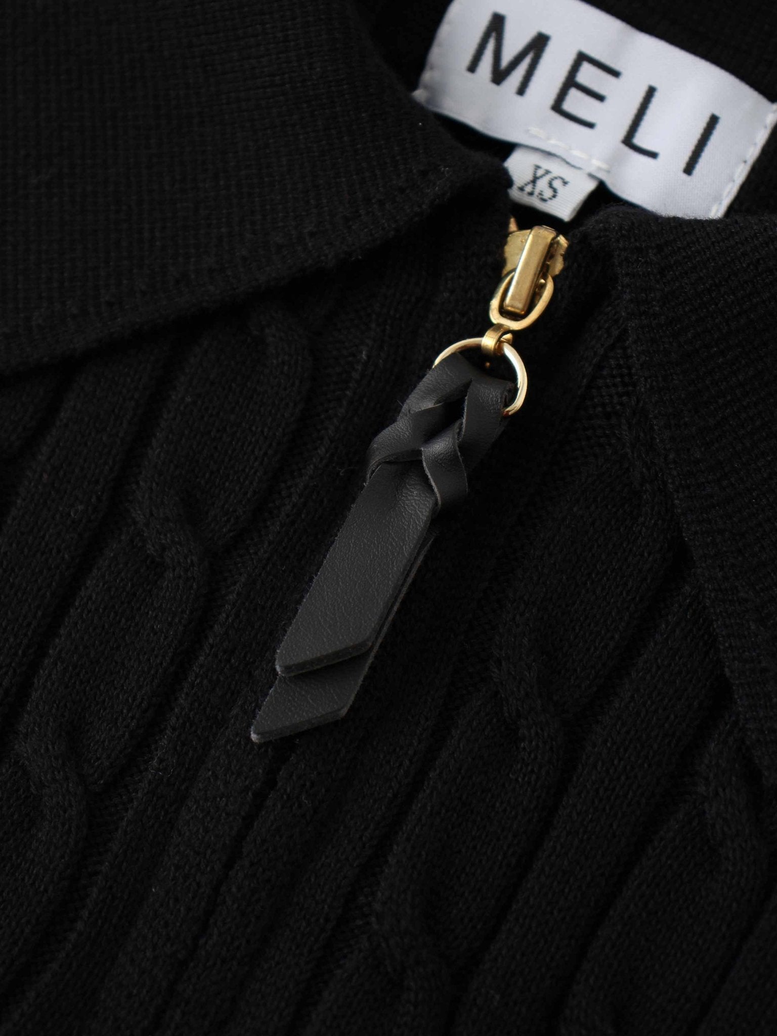 Leather Pull Half Zip Cable Polo - Black - Addy Avenue