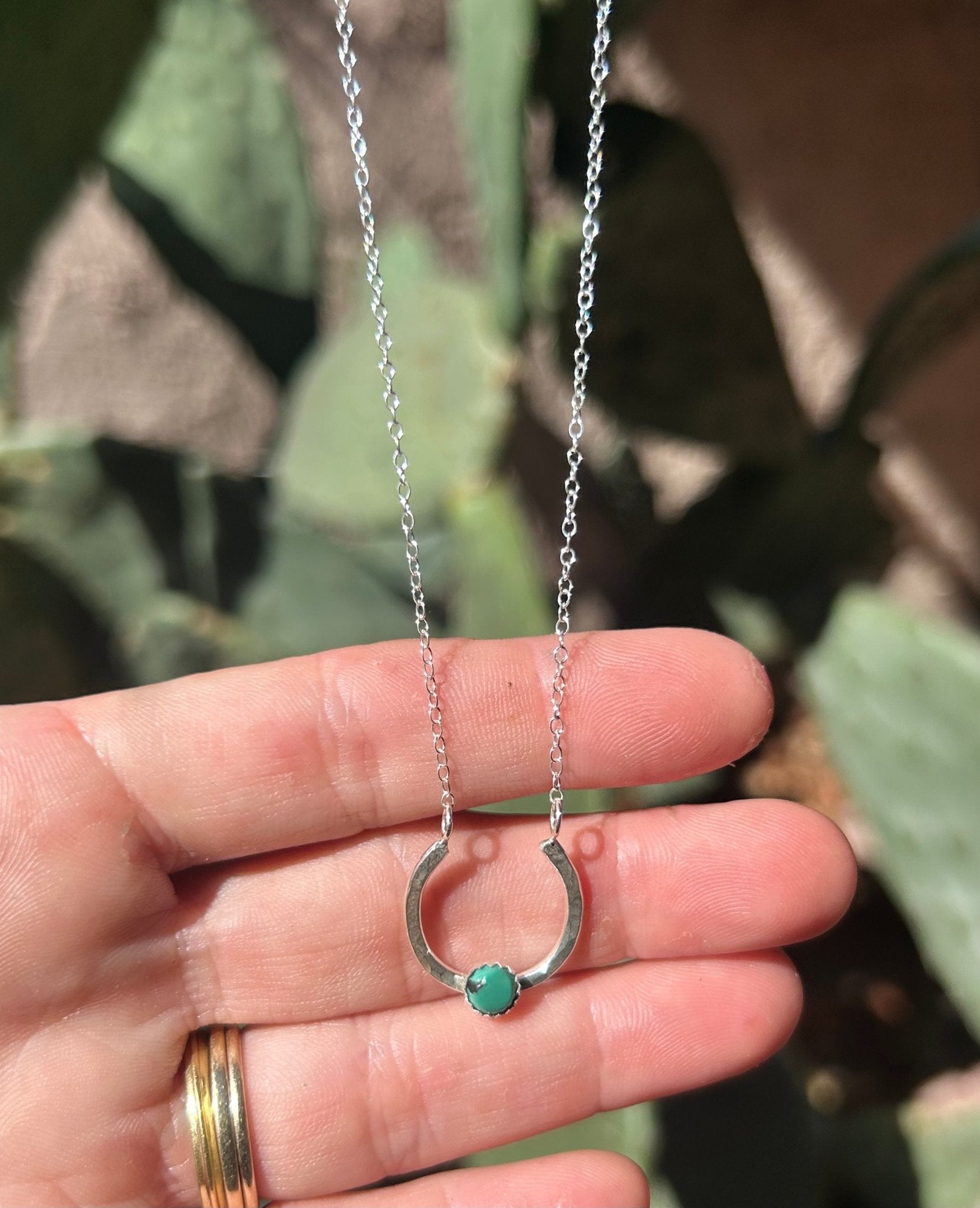 Lucky Horseshoe Charm Necklace - Turquoise - Addy Avenue