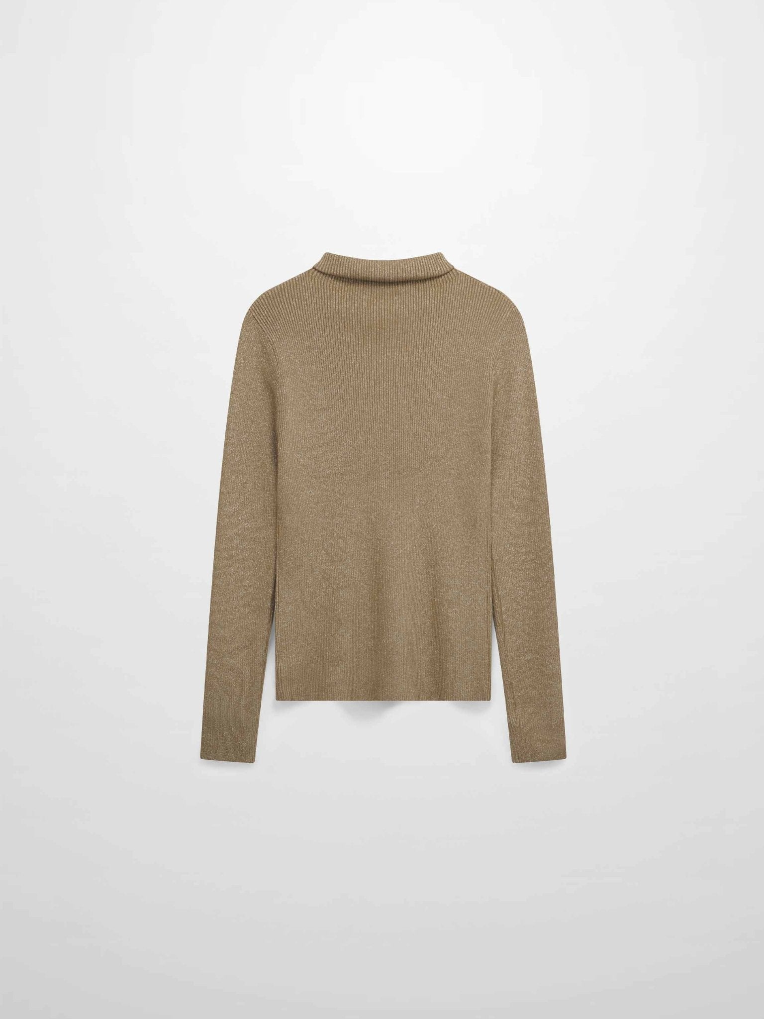Lurex Ribbed Knit Turtleneck - Mocha Mousse - Addy Avenue