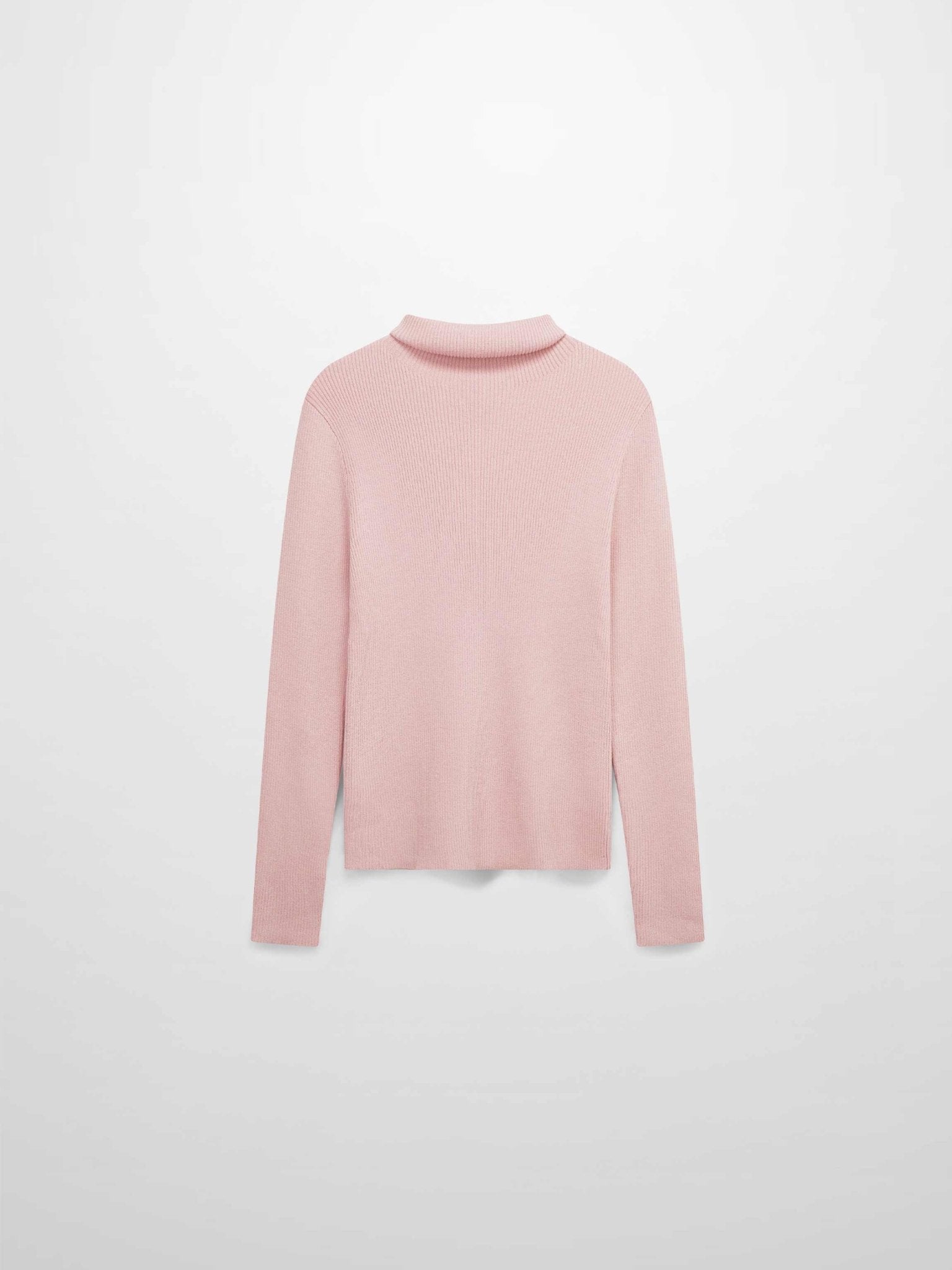 Lurex Ribbed Knit Turtleneck - Pink - Addy Avenue