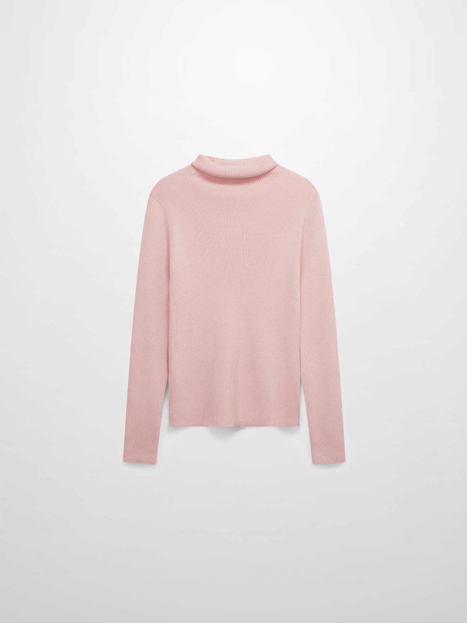 Lurex Ribbed Knit Turtleneck - Pink - Addy Avenue