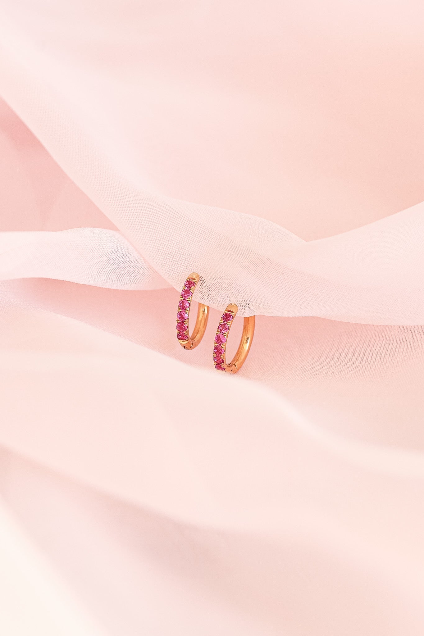 Micro Crystal Hoop in Pink - Addy Avenue