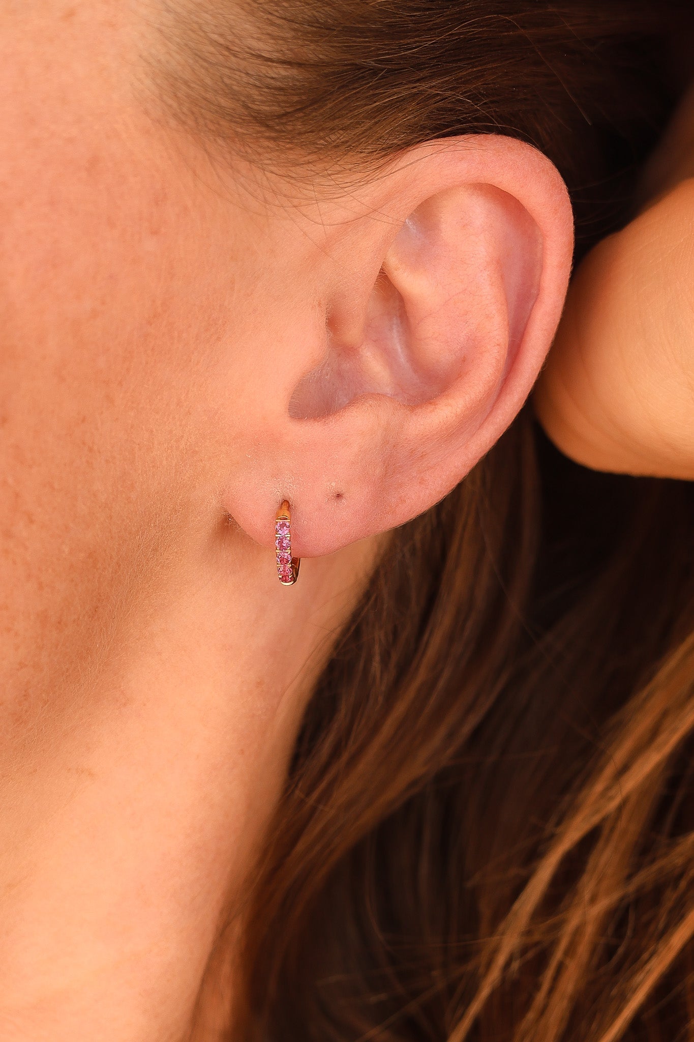 Micro Crystal Hoop in Pink - Addy Avenue