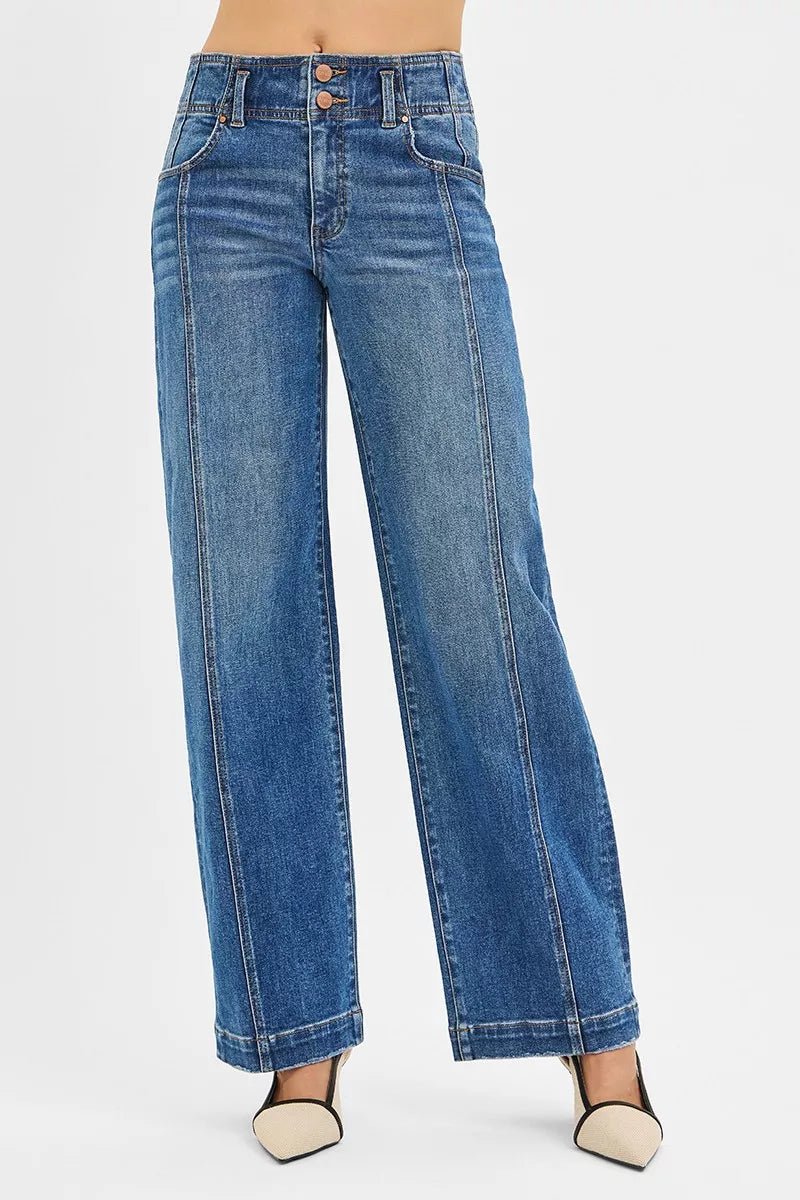 Mid Rise Fit Wide Baggy Jeans - Addy Avenue