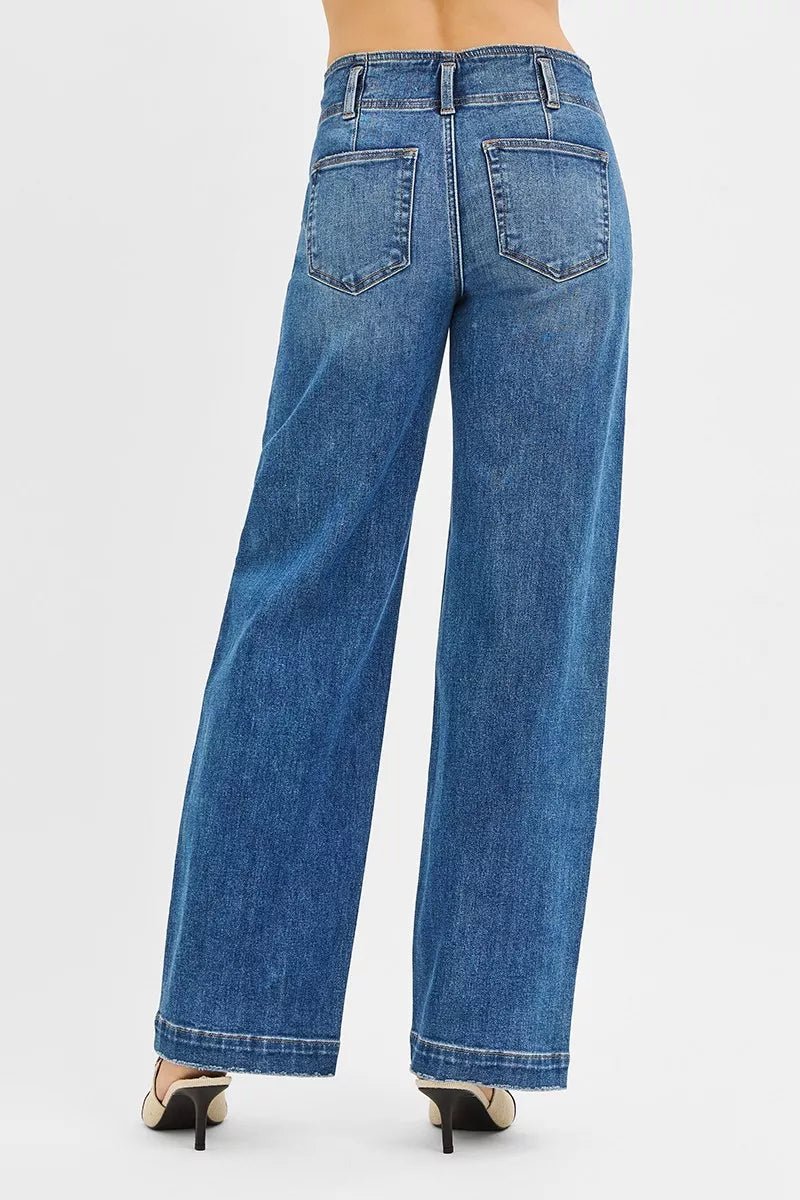 Mid Rise Fit Wide Baggy Jeans - Addy Avenue