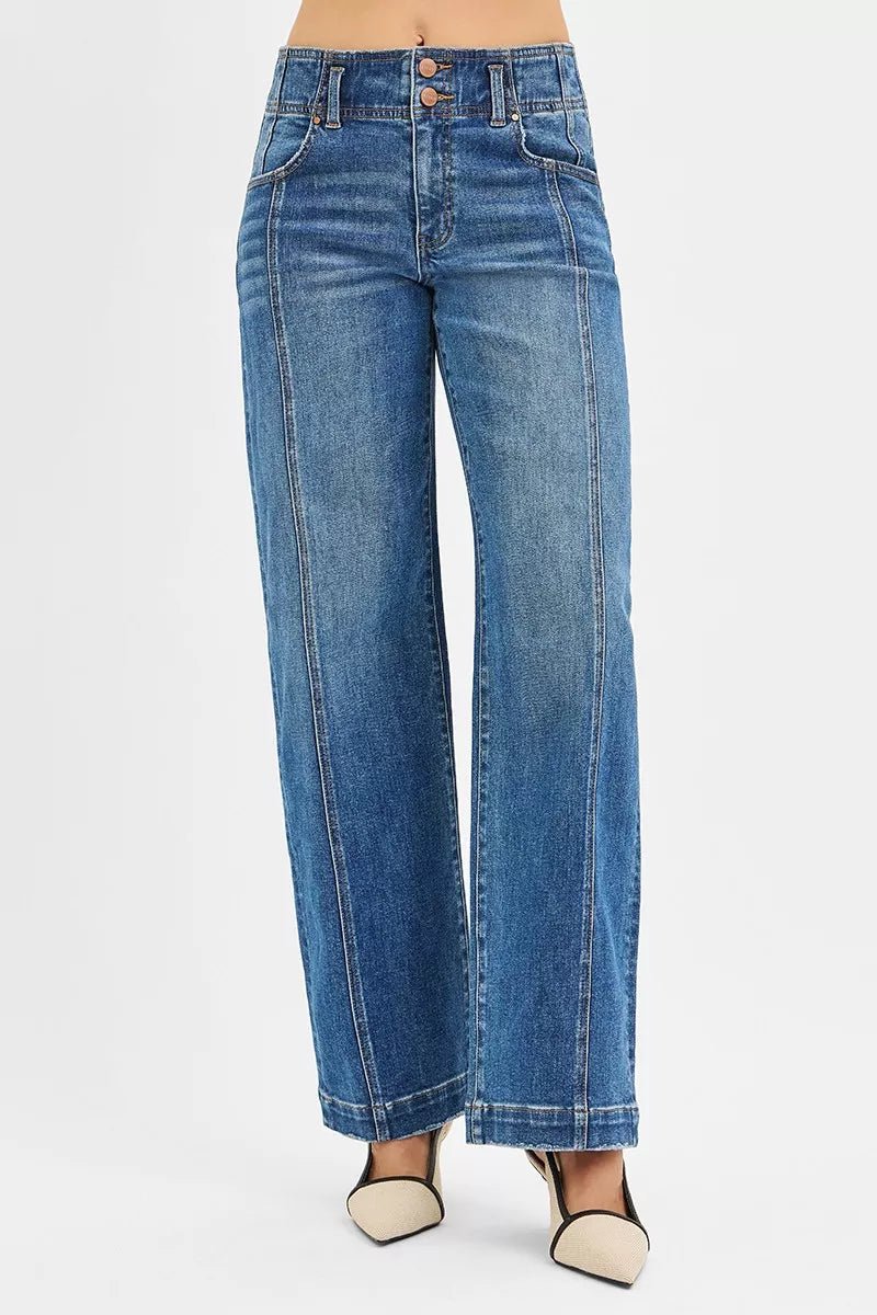 Mid Rise Fit Wide Baggy Jeans - Addy Avenue
