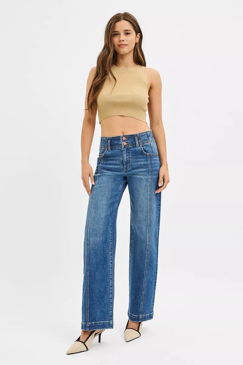 Mid Rise Fit Wide Baggy Jeans - Addy Avenue