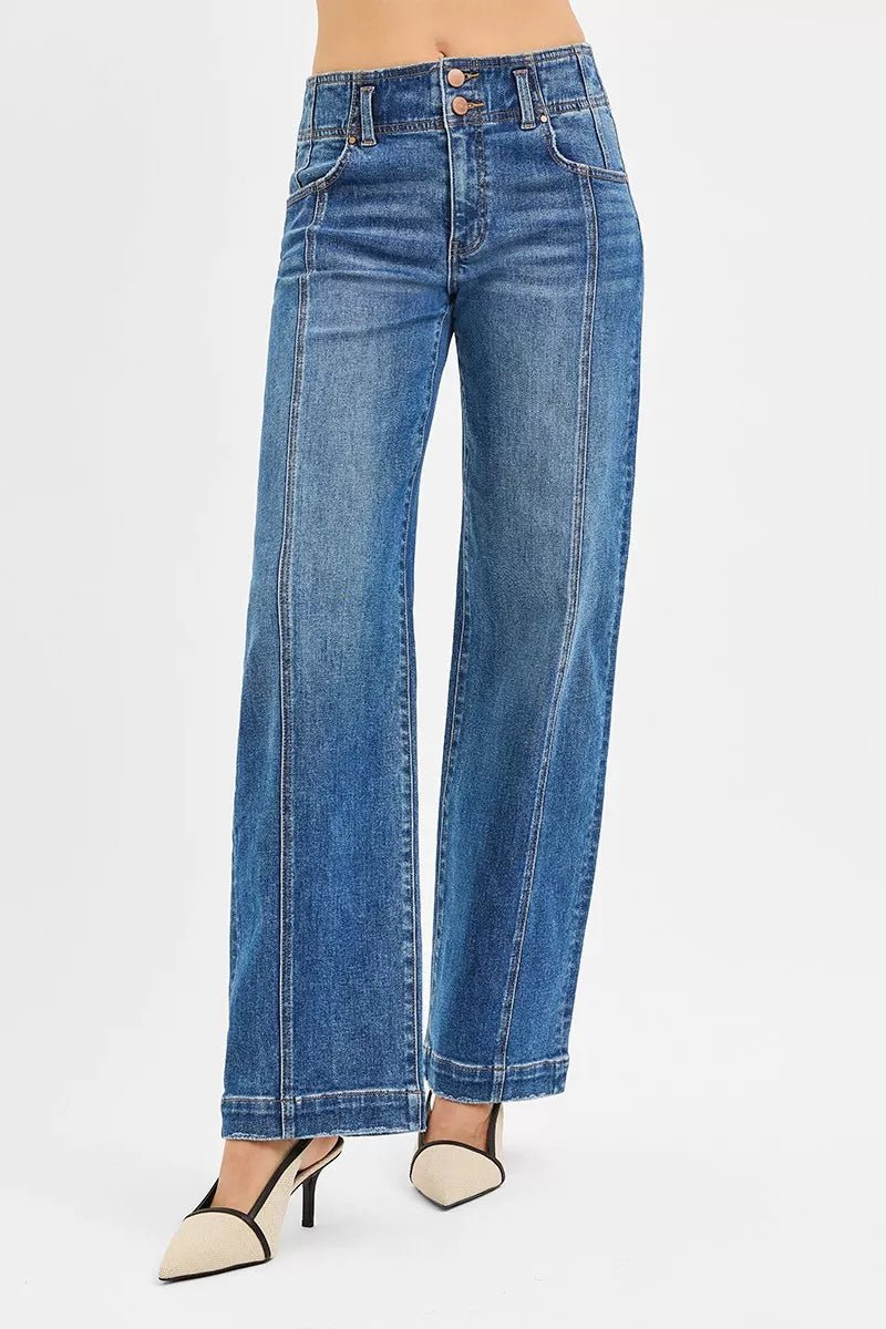 Mid Rise Fit Wide Baggy Jeans - Addy Avenue