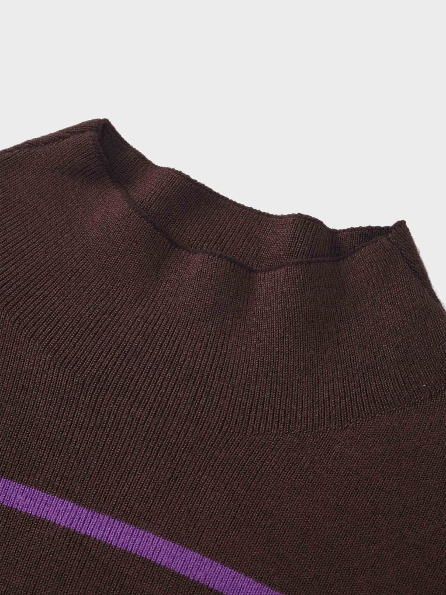 Mock Neck Thin Knit Sweater - Brown/Purple - Addy Avenue