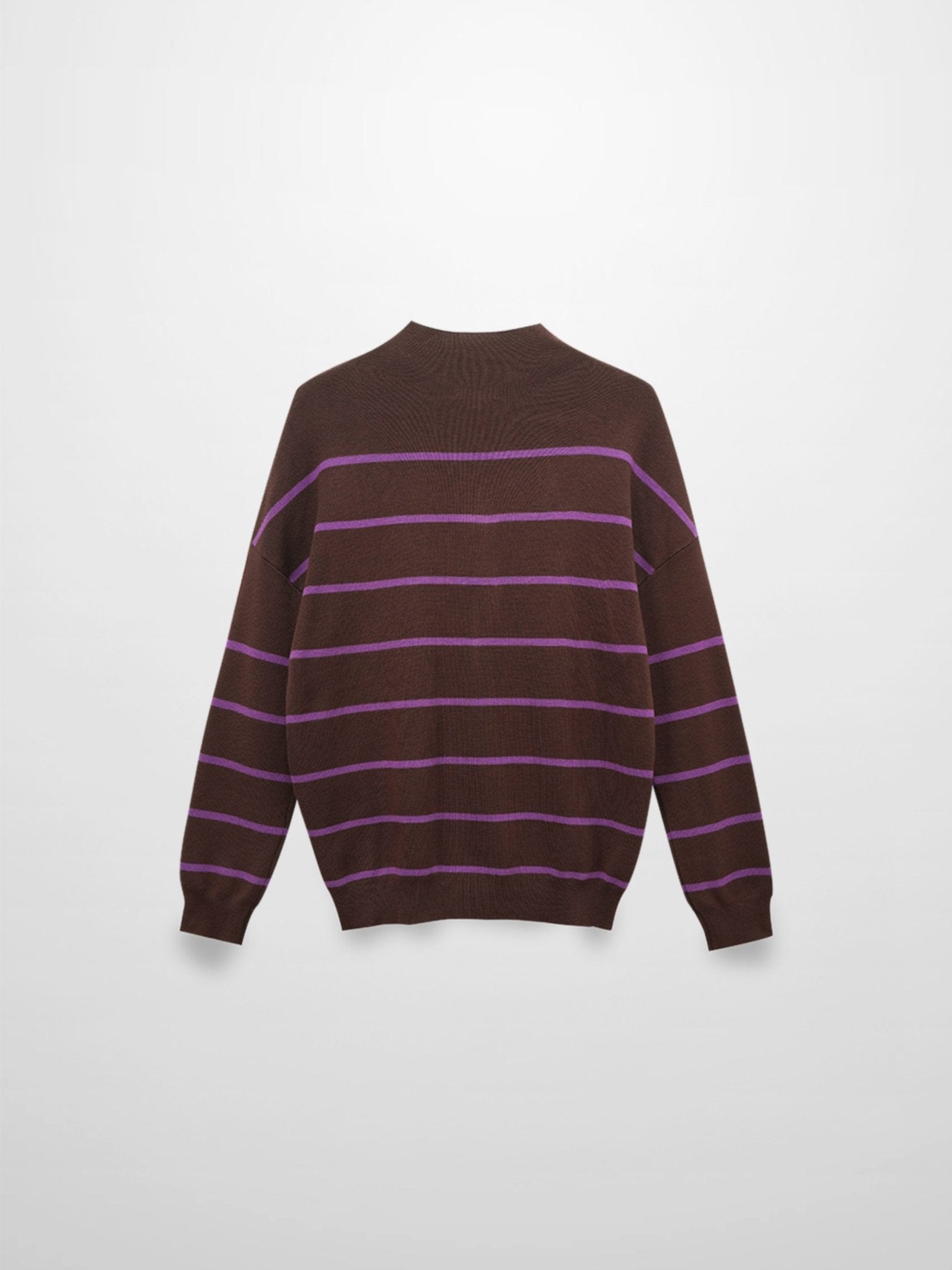 Mock Neck Thin Knit Sweater - Brown/Purple - Addy Avenue