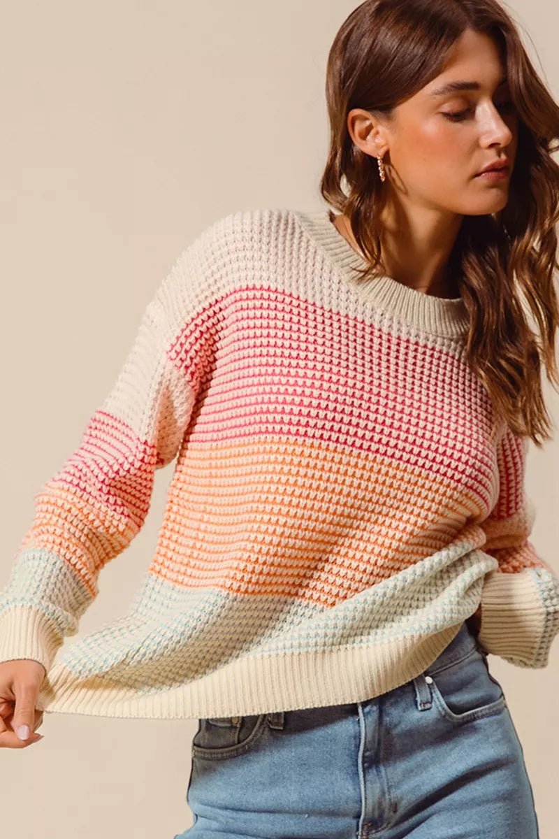 Multi Color Block Long Sleeve Sweater - Addy Avenue