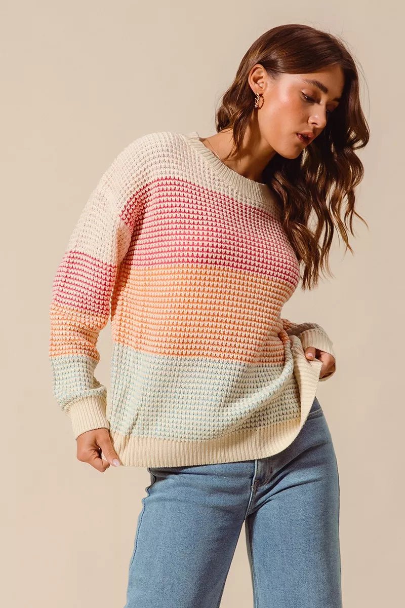 Multi Color Block Long Sleeve Sweater - Addy Avenue