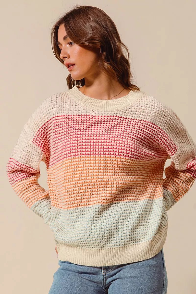 Multi Color Block Long Sleeve Sweater - Addy Avenue