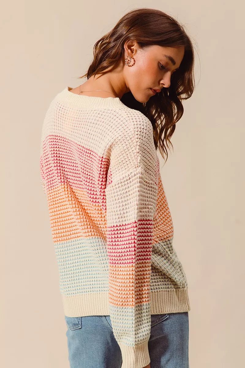 Multi Color Block Long Sleeve Sweater - Addy Avenue