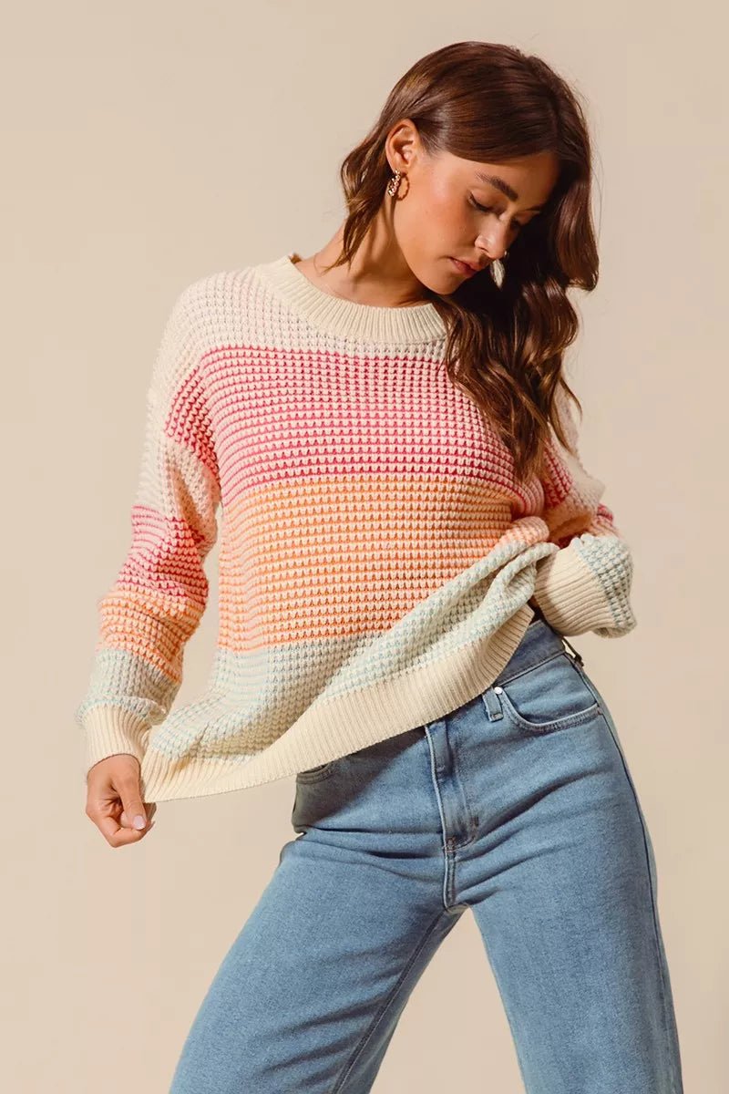 Multi Color Block Long Sleeve Sweater - Addy Avenue
