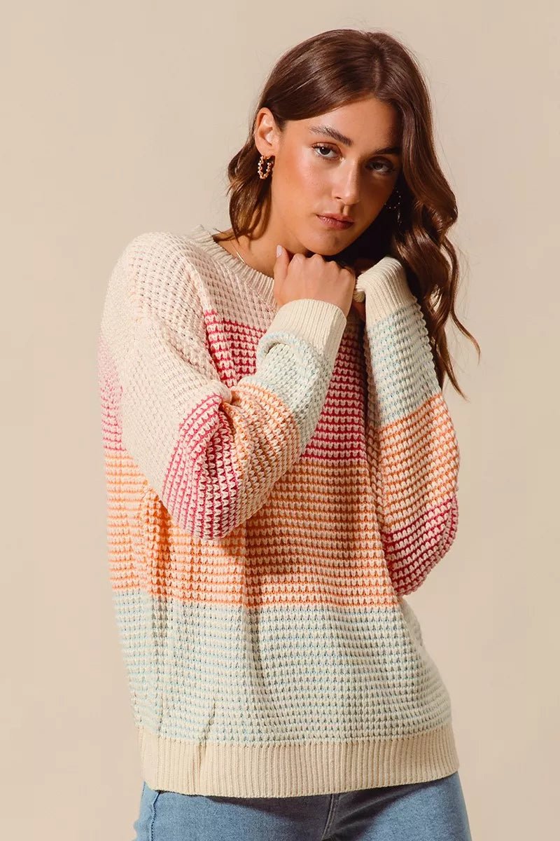 Multi Color Block Long Sleeve Sweater - Addy Avenue