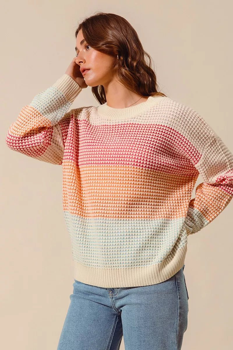 Multi Color Block Long Sleeve Sweater - Addy Avenue