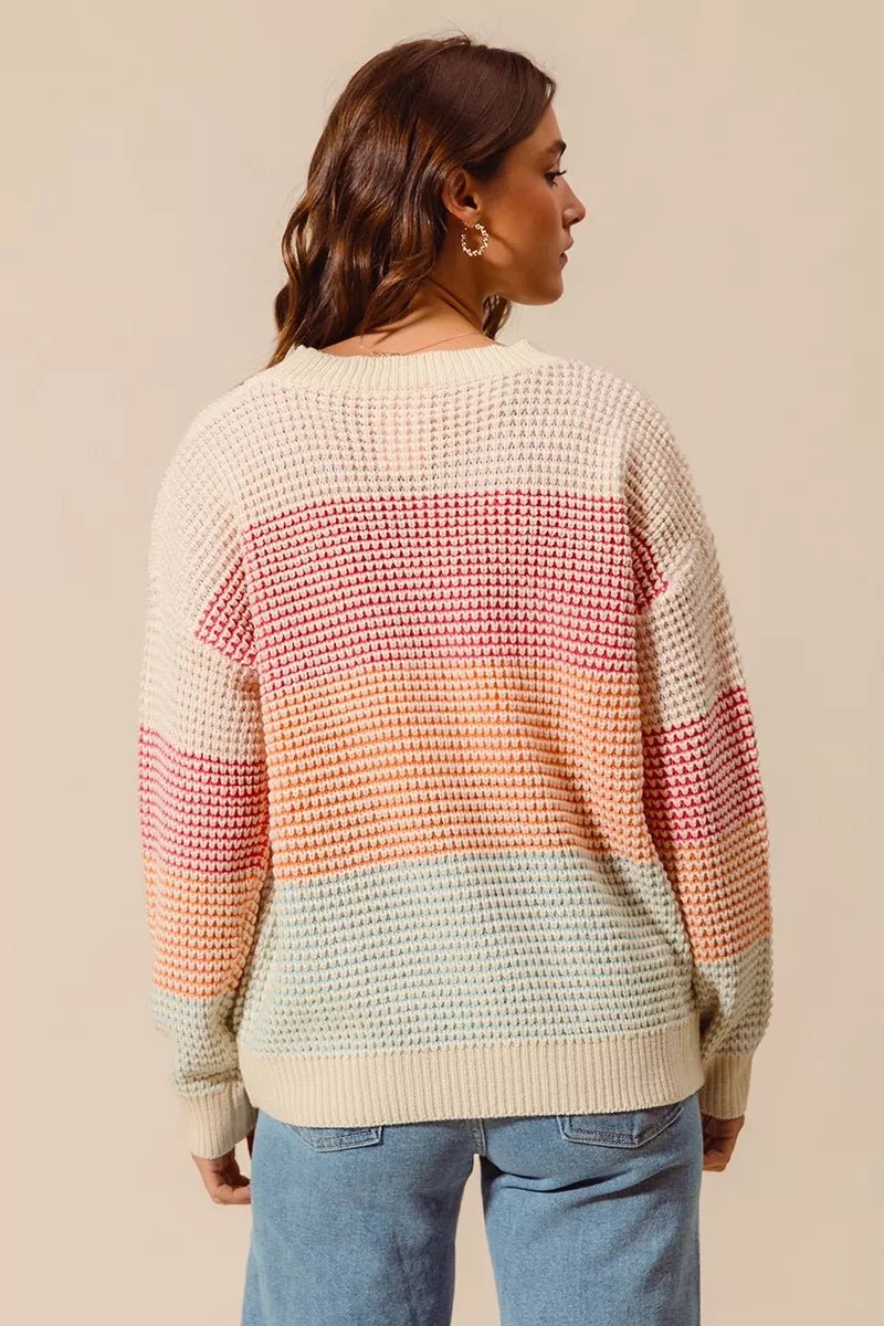Multi Color Block Long Sleeve Sweater - Addy Avenue