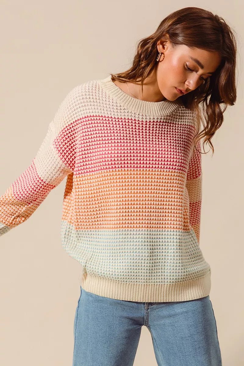 Multi Color Block Long Sleeve Sweater - Addy Avenue