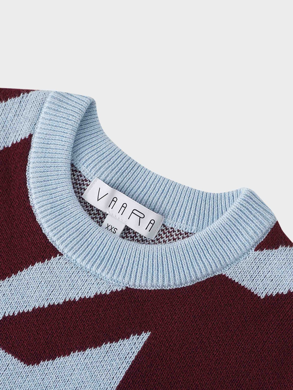 Oversized Houndstooth Sweater - Light Blue/Burgundy - Addy Avenue