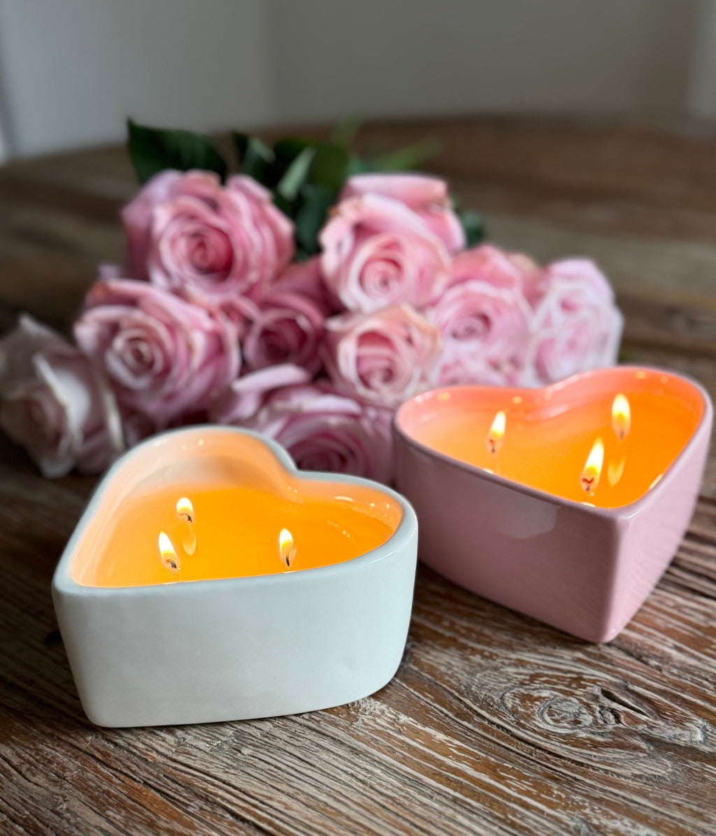 Pink Ceramic Heart 11oz Candle - Addy Avenue