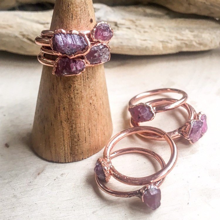 Pink Tourmaline Ring - Boho | Handmade by Blackbird & Sage - Addy Avenue