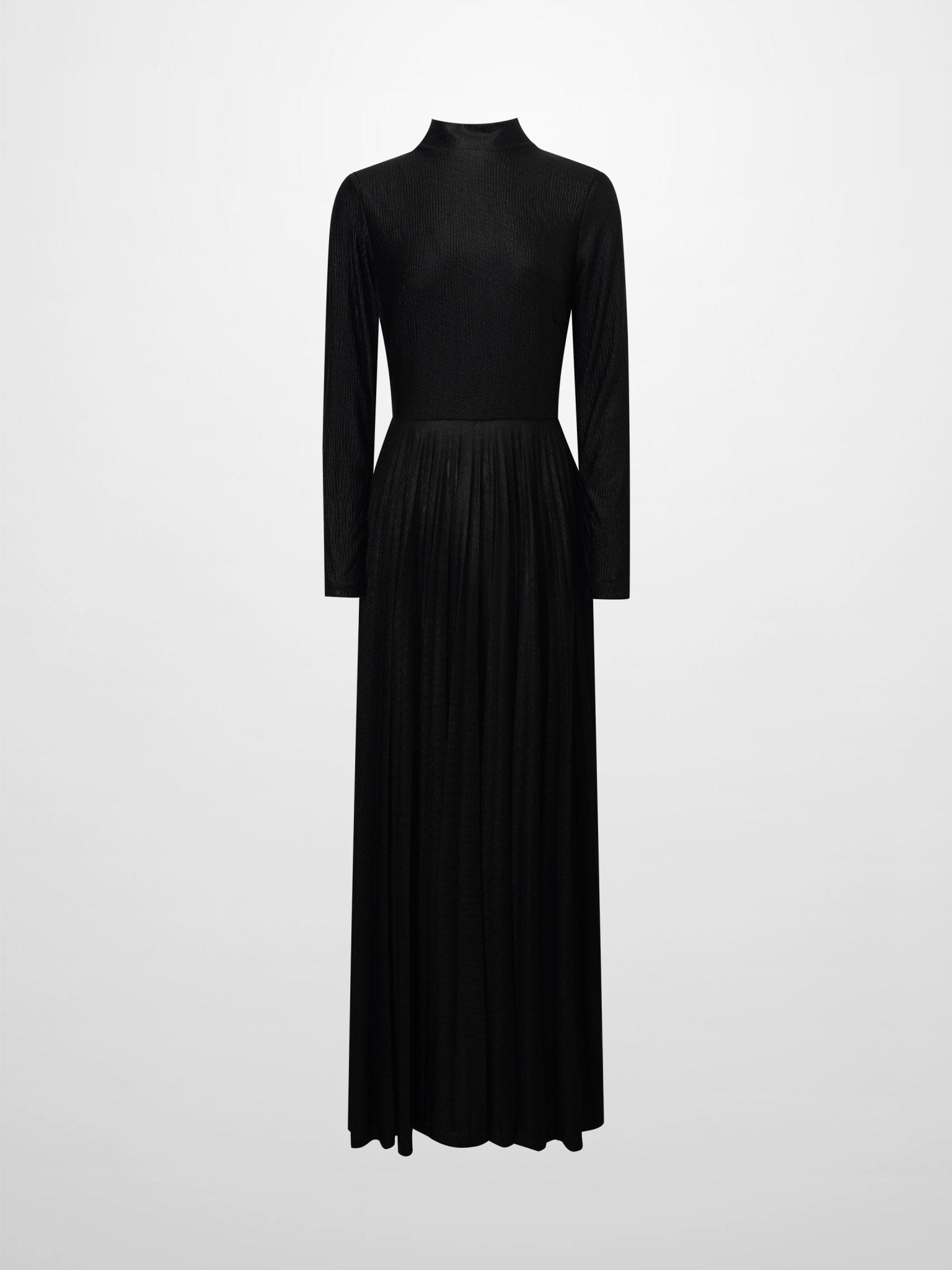 Pleat Bottom Stretch Maxi Dress - Black Shimmer - Addy Avenue