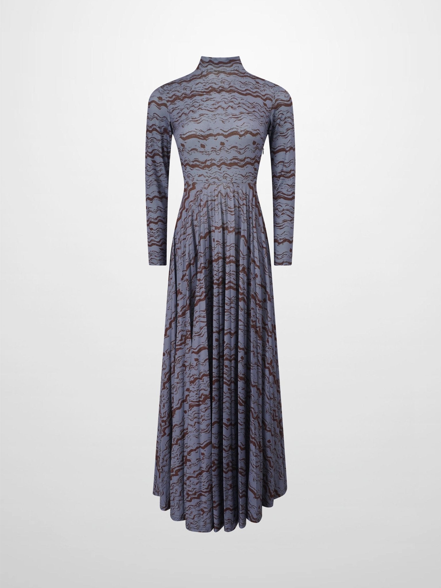 Pleat Bottom Stretch Maxi Dress - Grey/Brown - Addy Avenue