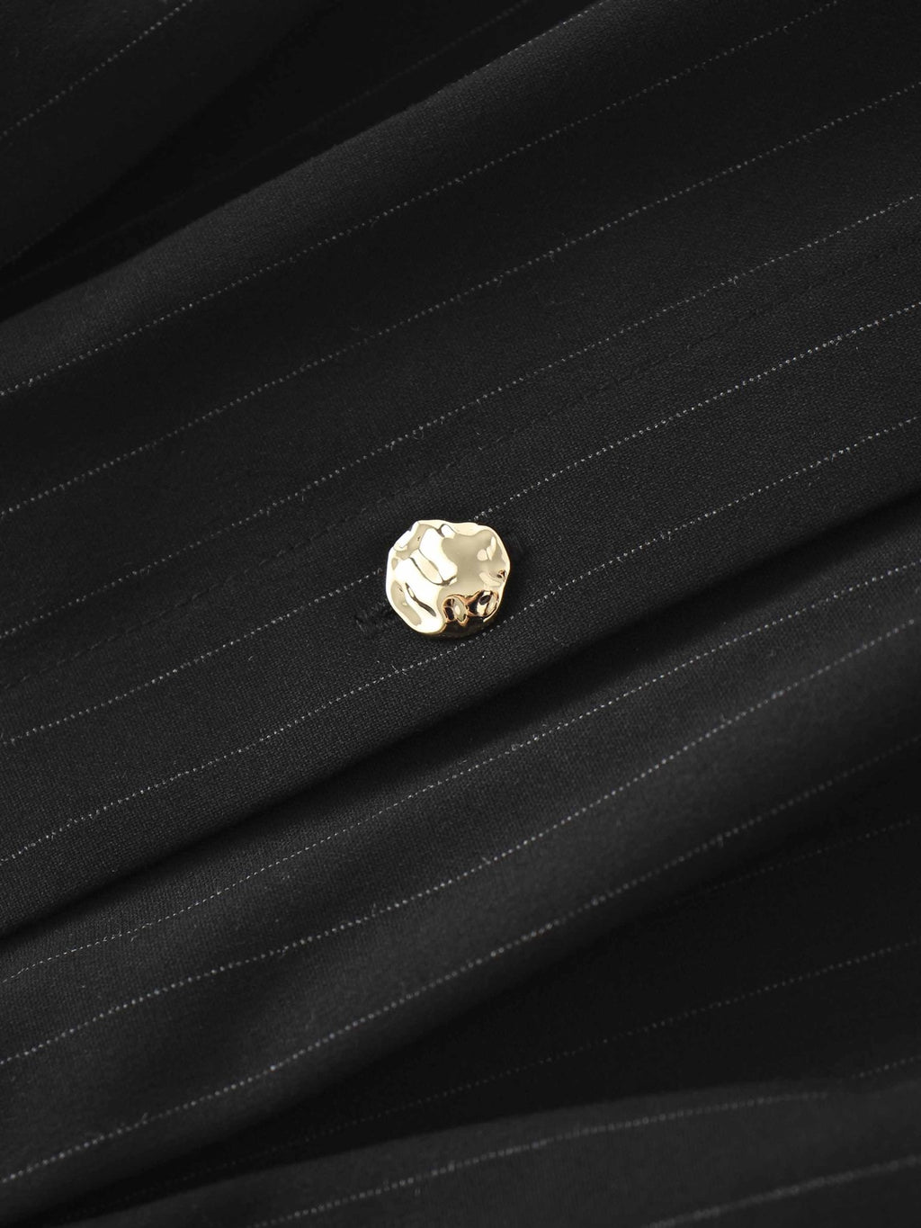 Pleat Waist Pinstripe Button Down Dress - Black - Addy Avenue