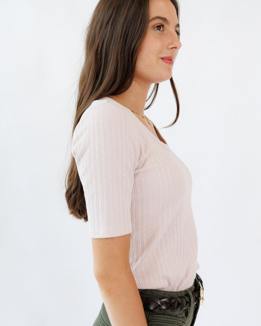 Pointelle Perfection Tee - Lightweight and Stylish Top - Addy Avenue