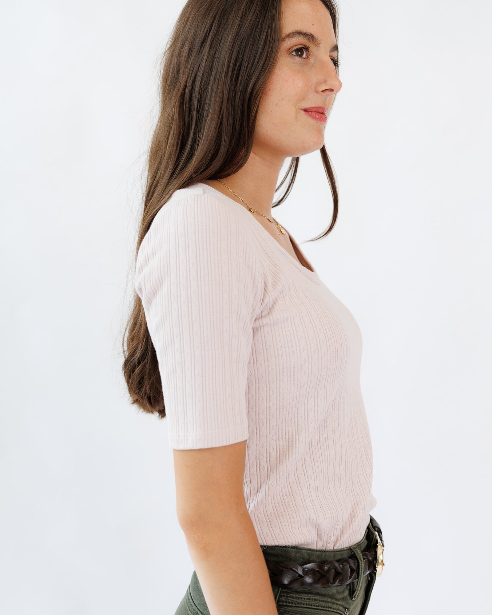 Pointelle Perfection Tee - Lightweight and Stylish Top - Addy Avenue