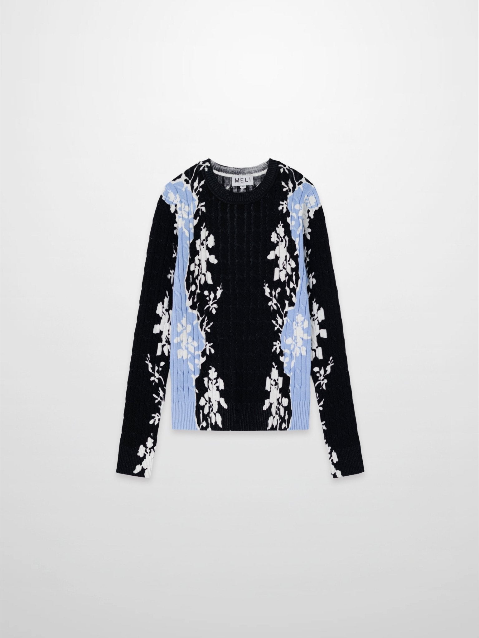 Printed Cable Sweater - Floral Border - Addy Avenue