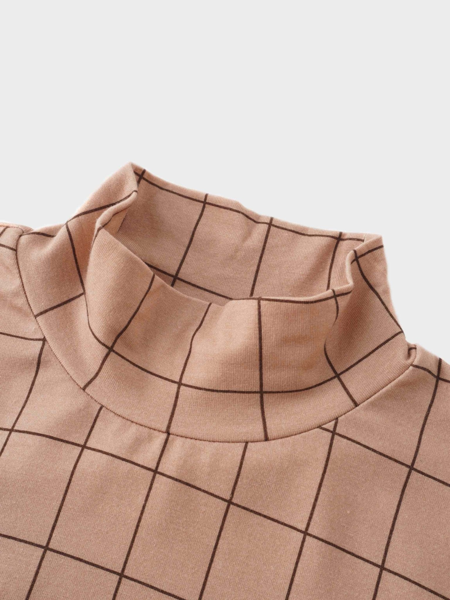 Printed Modal Turtleneck - Brown Windowpane - Addy Avenue