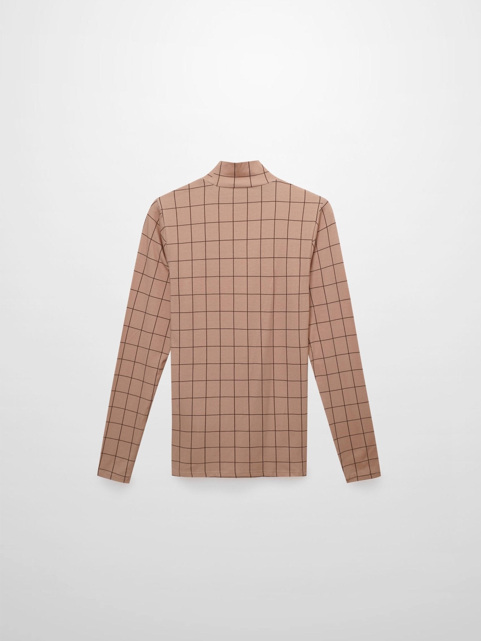 Printed Modal Turtleneck - Brown Windowpane - Addy Avenue