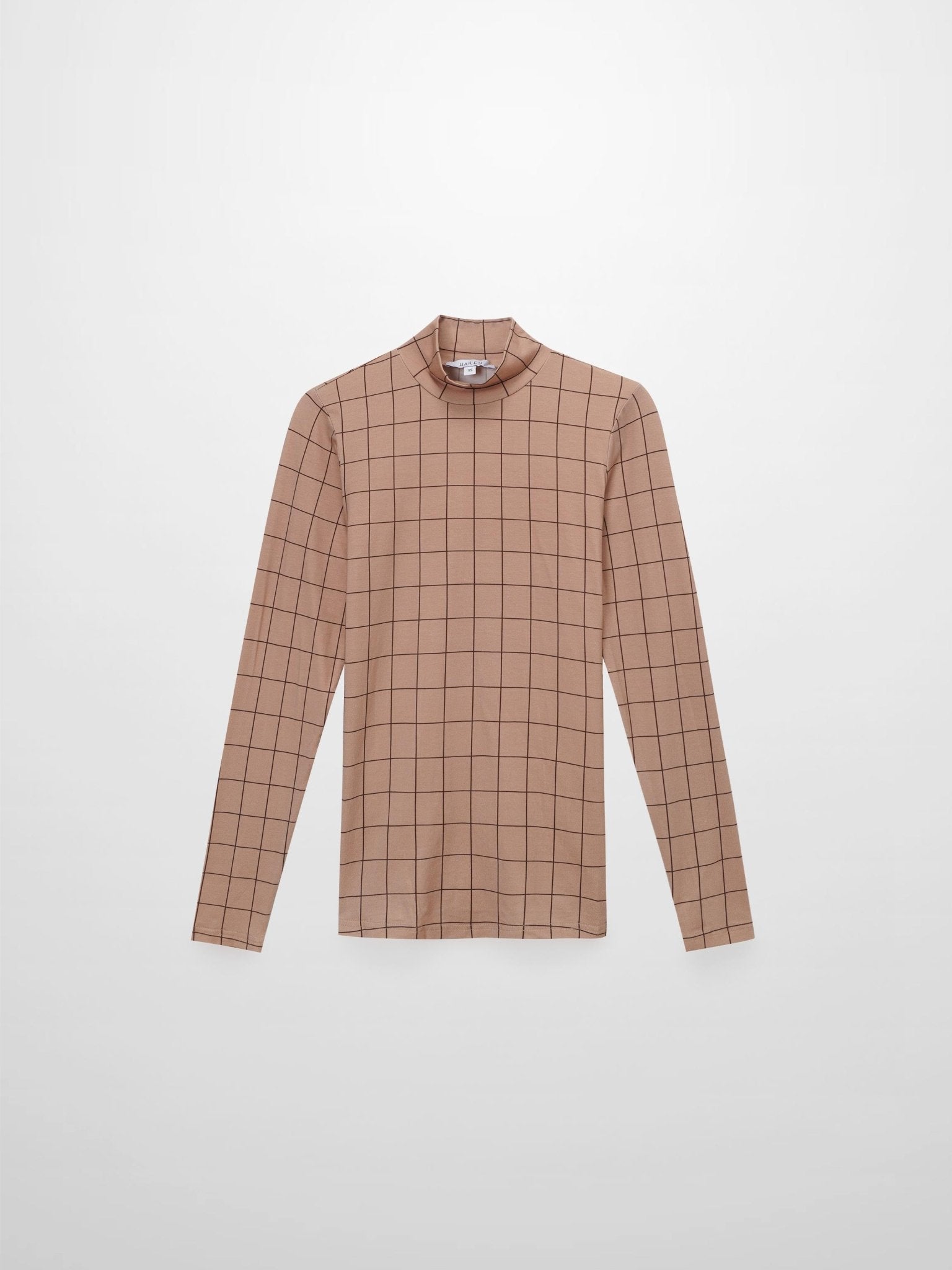 Printed Modal Turtleneck - Brown Windowpane - Addy Avenue