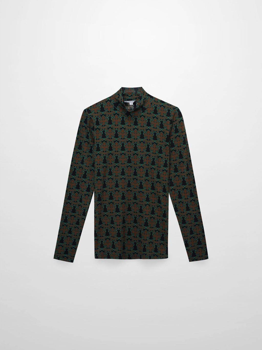 Printed Modal Turtleneck - Green/Brown Clover - Addy Avenue