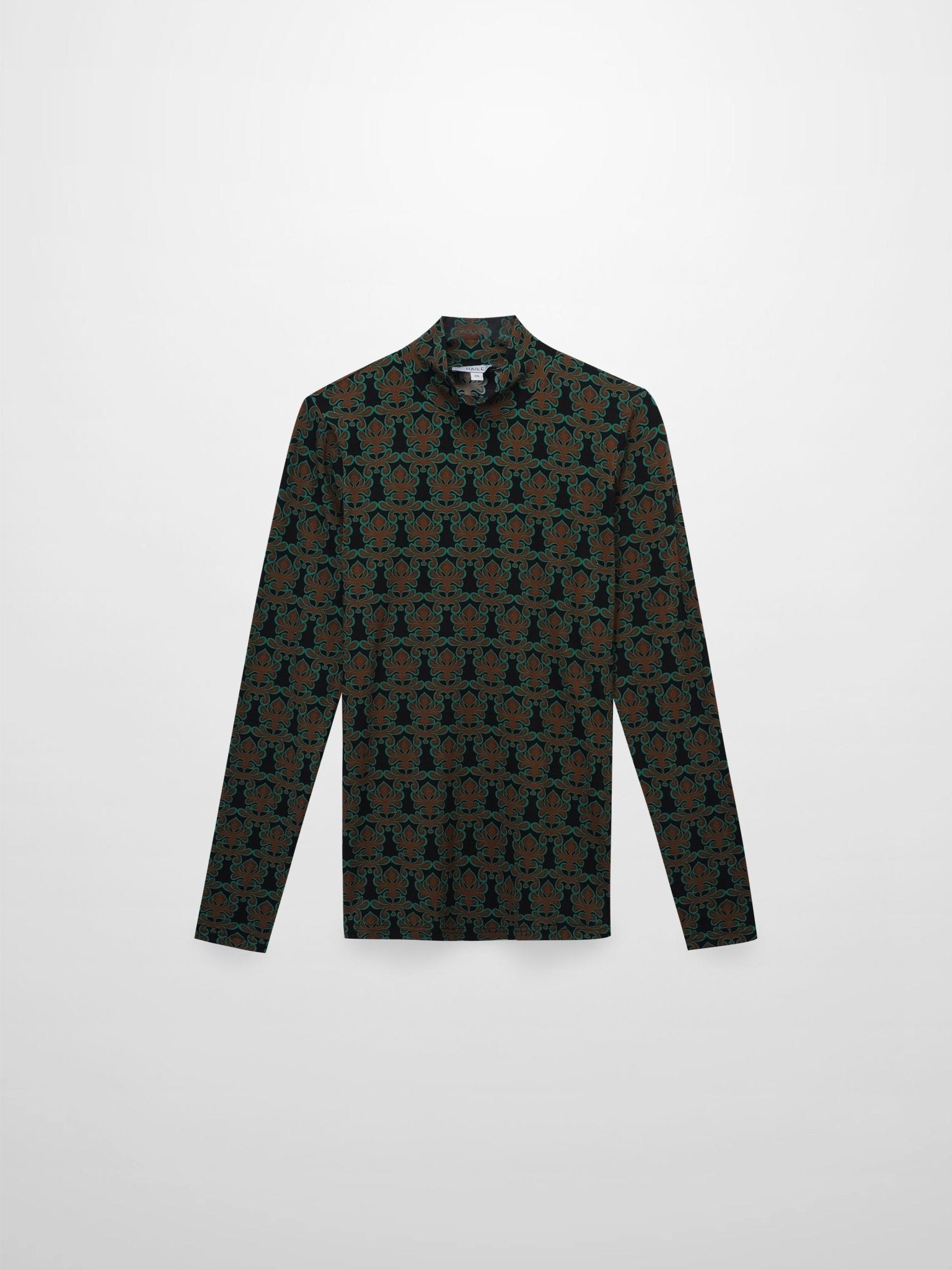 Printed Modal Turtleneck - Green/Brown Clover - Addy Avenue