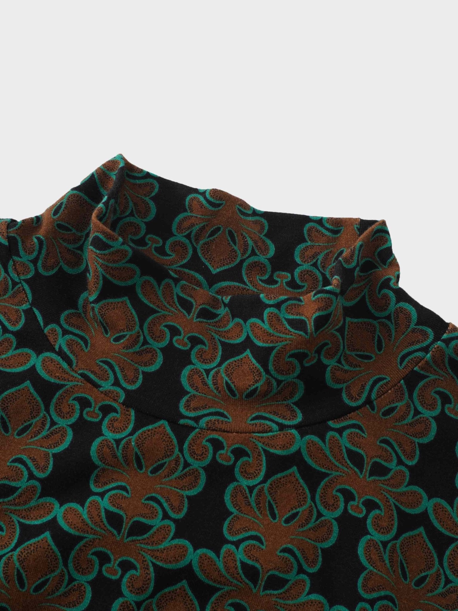 Printed Modal Turtleneck - Green/Brown Clover - Addy Avenue