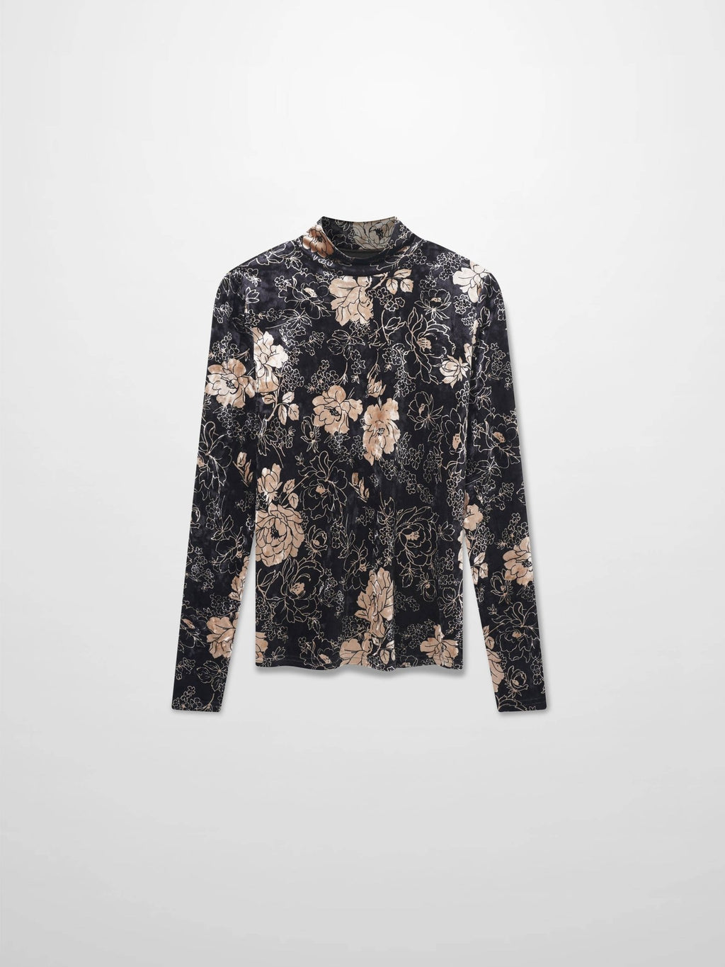 Printed Velour Turtleneck - Gold Floral - Addy Avenue