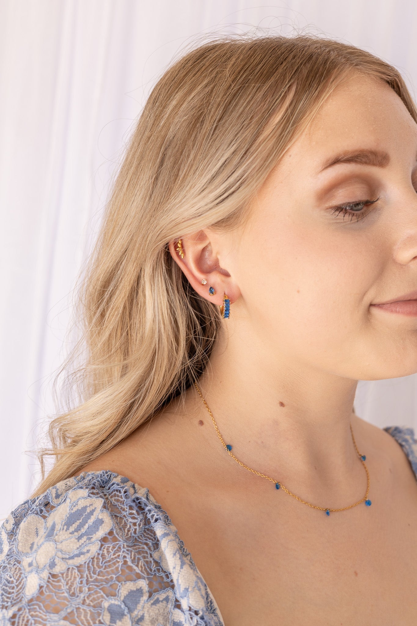 Raindrop Stud in Blue (Single) - Addy Avenue