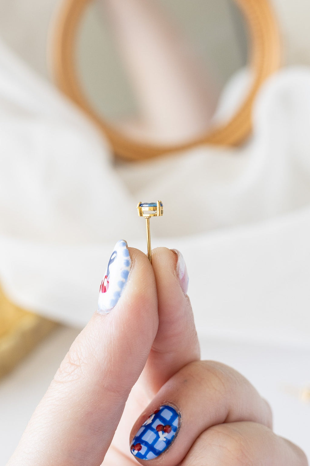 Raindrop Stud in Blue (Single) - Addy Avenue