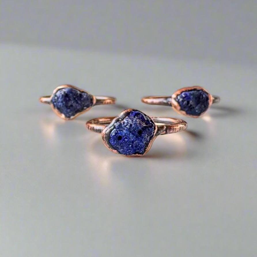 Raw Azurite Ring – Electroformed Copper| Handmade by Blackbird & Sage - Addy Avenue