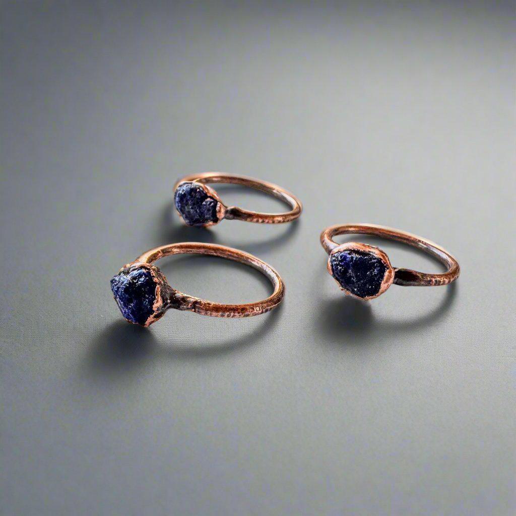 Raw Azurite Ring – Electroformed Copper| Handmade by Blackbird & Sage - Addy Avenue
