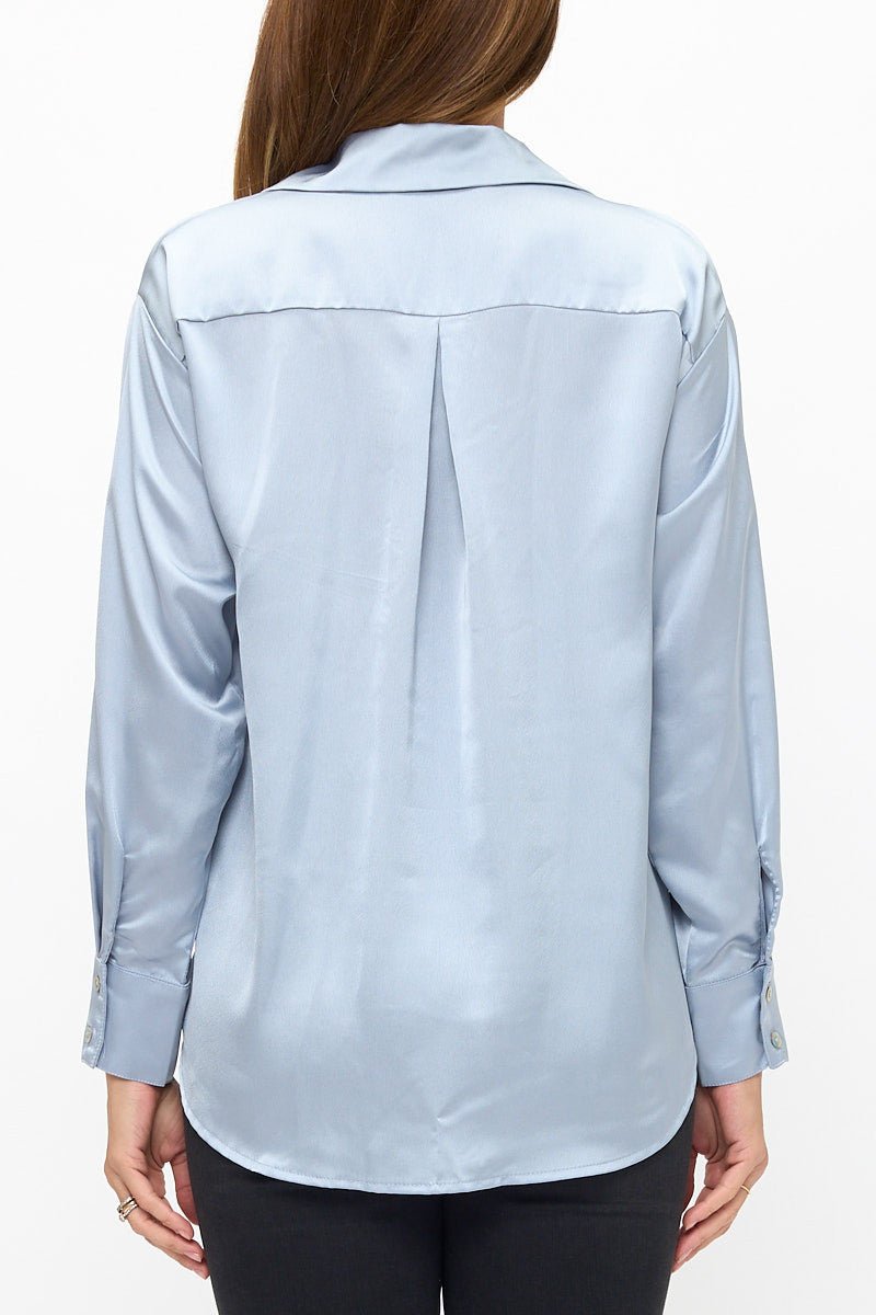 Satin Shirt With Long Sleeves and Front Closure - Addy Avenue