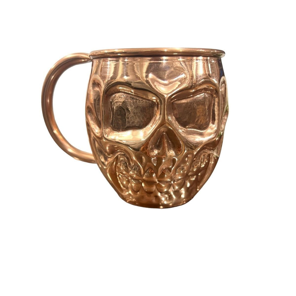 Set of Two Copper Skull (Day of the Dead) Shaped Mugs, Plain and Shiny Finish - Addy Avenue