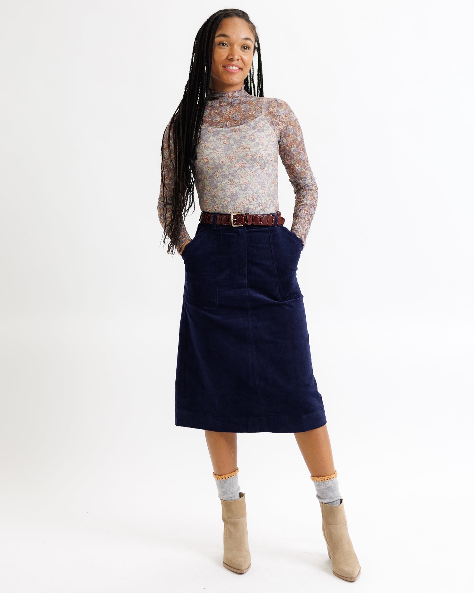 Sheer Lace Layering Top with Mock Neck & Long Sleeves - Addy Avenue