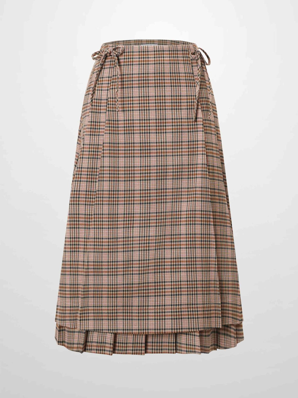 Side Bow Pleated Skirt - Pink Plaid - Addy Avenue