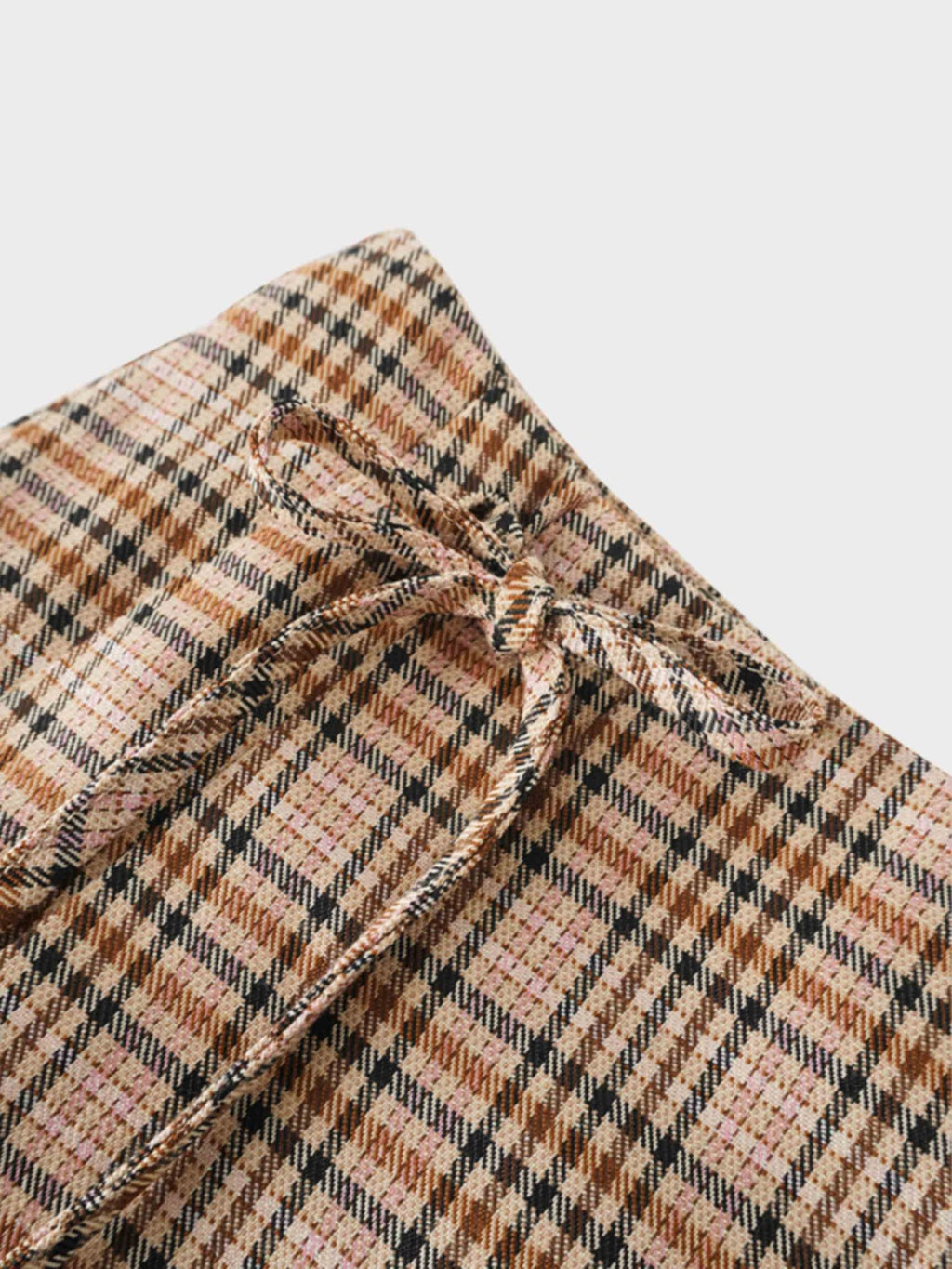 Side Bow Pleated Skirt - Pink Plaid - Addy Avenue