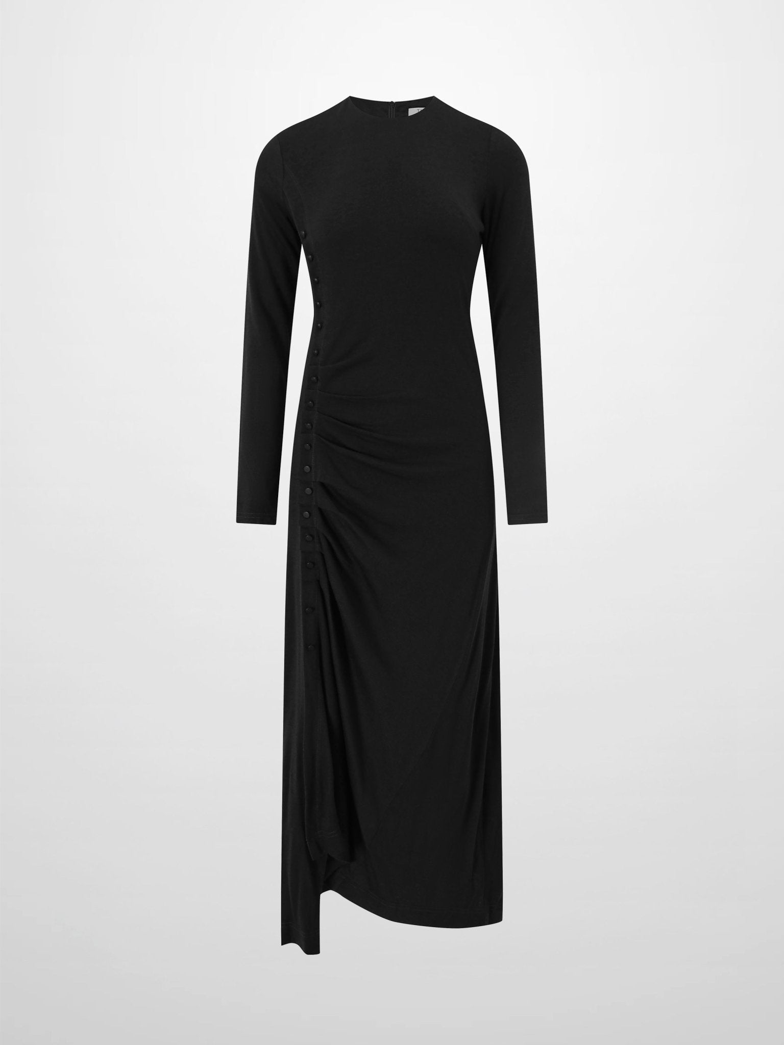 Side Shirred Button Down Knit - Black - Addy Avenue